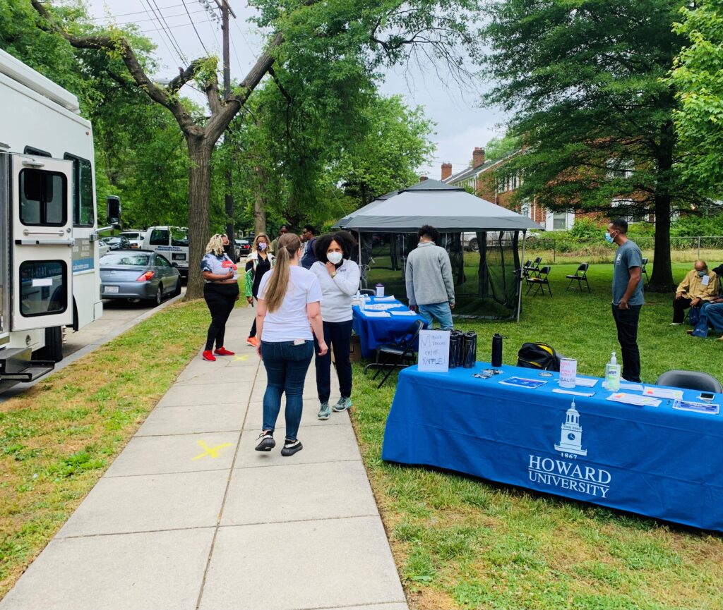 Vaccine outreach teams from the College of Medicine at Howard University and Rodham Institute at George Washington University educate residents about the vaccine and offer vaccinations.
