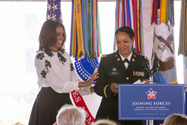 Michelle Obama, Biden, Praise Women for Service