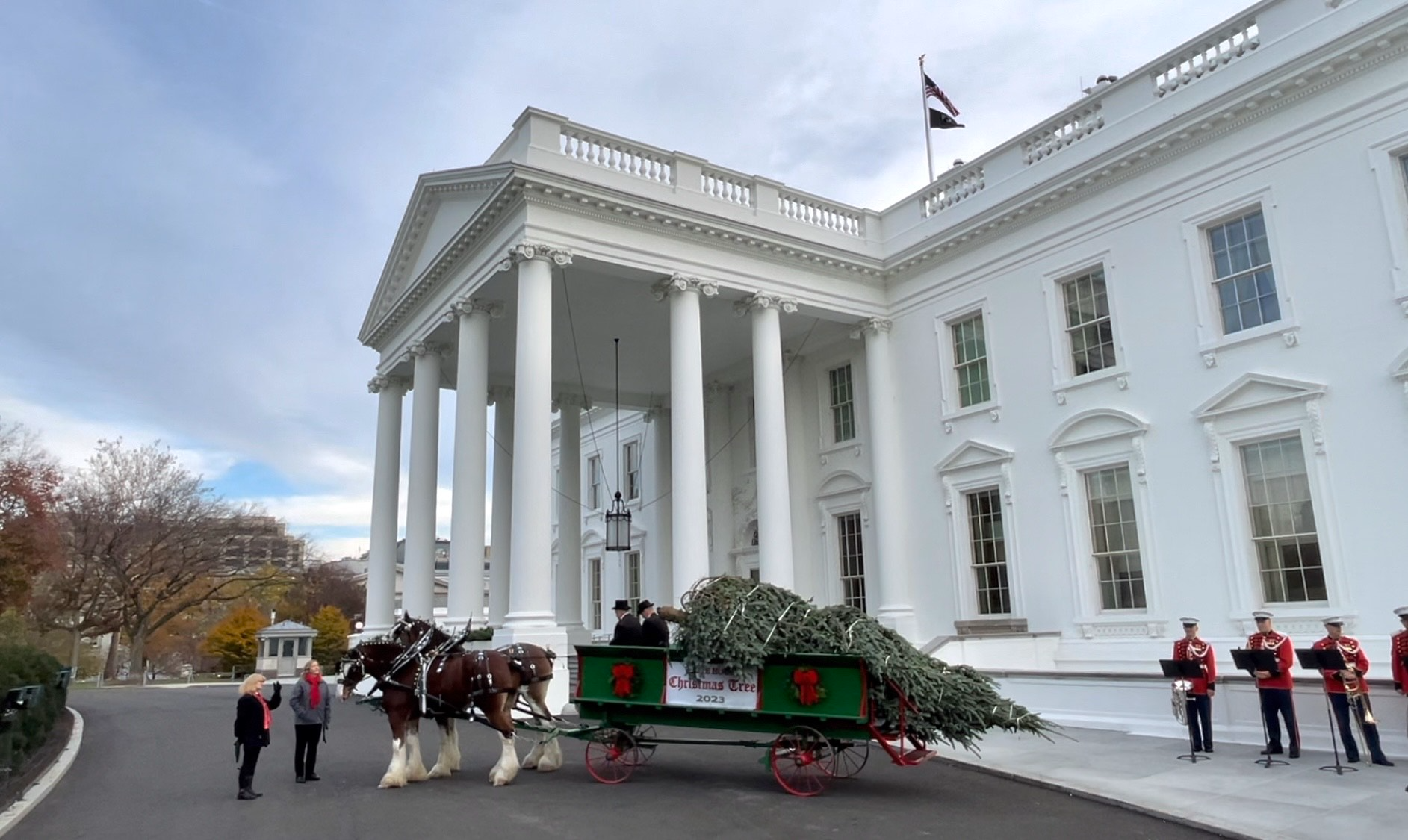 First Lady Welcomes Official 2023 White House Christmas Tree