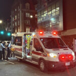Ambulance transporting injured student next to College Hall North. (Photo: Bamidele Aina/HUNewsService.com)