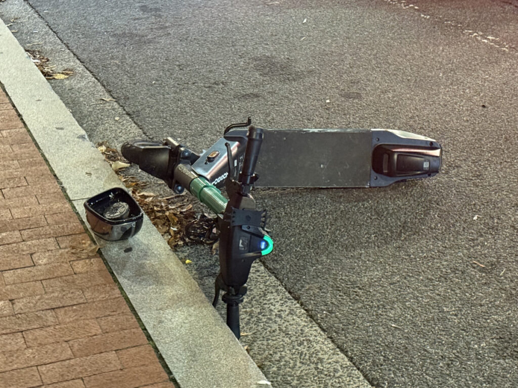 Damaged scooter that injured student was riding. (Photo: Bamidele Aina/HUNewsService.com)