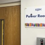 Outside the room where Power Readers mentors and students gather each week at Thomson Elementary School. (Photo: Faith Harper/HUNewsService.com)