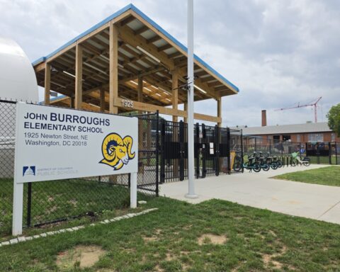 John Burroughs Elementary School, located in the Brookland neighborhood of Ward 5, is undergoing a modernization that is scheduled to be completed in 2027. (Photo: Myla S. Roundy/HU News Service)