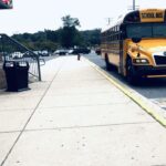 Photo of PGCS school bus outside of Bowie high school.