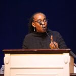 Rev. Judy Fentress-Williams speaks to the Howard community during a sermon titled “Think Small”, which aims to offer encouragement to young people to focus on their God-given assignments. (Tatiana Allen/HU News Service)