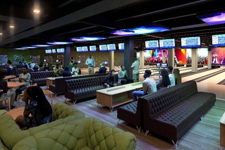 Rendered image of the proposed plan for the bowling area once completed. (Photo courtesy of Ventola Projects)
