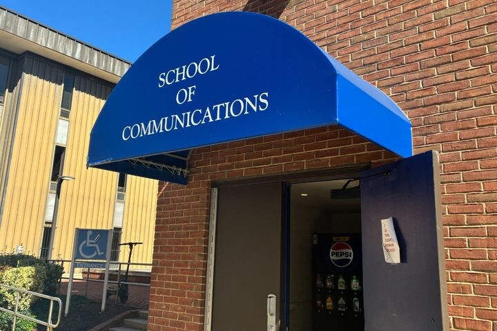 Outside an entrance of Academic Support Building A which houses part of  the Cathy Hughes School of Communications. (Indigo Mays/The Hilltop)