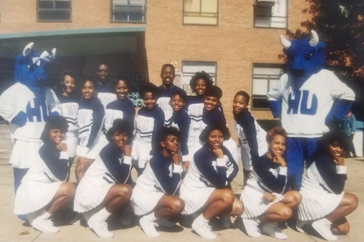 Lorna Cole, first row on left, poses with the Howard University cheerleading squad of 1987. (Photo courtesy of Lorna Cole)