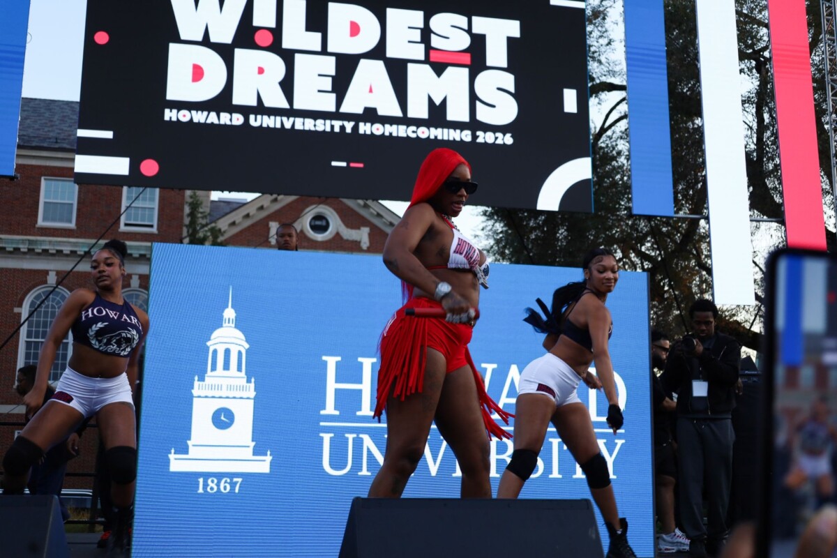 Sexyy Red performing at Howard Homecoming Yardfest on Oct. 16. (Paige Kiarie/The Hilltop)