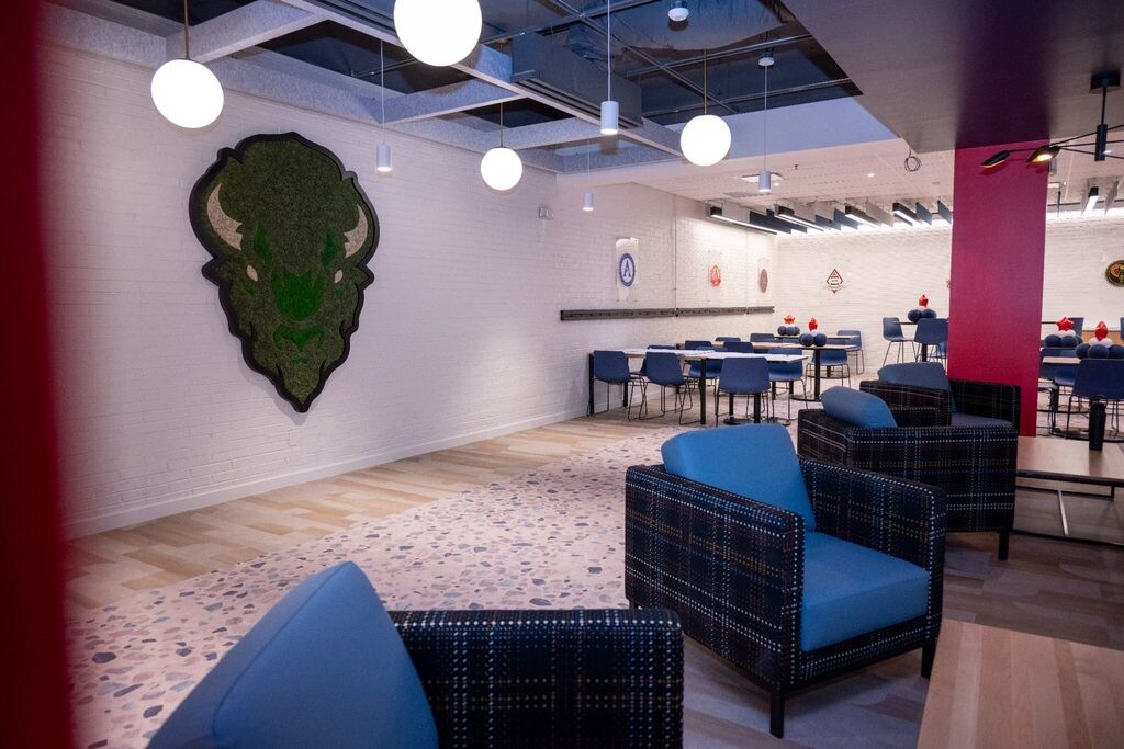 Newly renovated seating area located in PunchOut. (Photos courtesy of Office of University Communications)