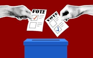 People casting their ballots. (Graphic by Eva-Sychell Mitchell/The Hilltop)
