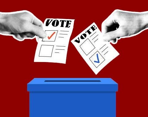 People casting their ballots. (Graphic by Eva-Sychell Mitchell/The Hilltop)