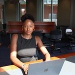 Student researcher Avery Bernard Johns working at the Health Sciences Library on Sep. 13. (Clariss Duhaney/The Hilltop)