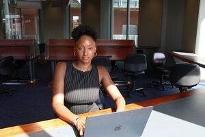 Student researcher Avery Bernard Johns working at the Health Sciences Library on Sep. 13. (Clariss Duhaney/The Hilltop)